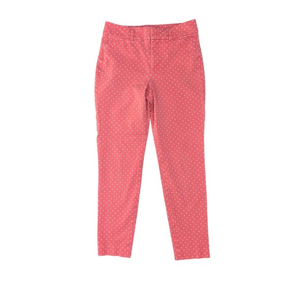 High-Waisted Pixie Skinny Ankle Cropped Pants in Pink/White Polka Dot Size 0 - Picture 1 of 6